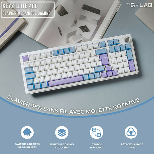 The G-Lab Keyz Elite 400 - Blanc/Bleu (AZERTY)