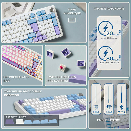 The G-Lab Keyz Elite 400 - Blanc/Bleu (AZERTY)