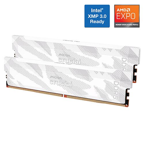 DDR5 Crucial Pro Overclocking Blanc - 32 Go (2 x 16 Go) 6400 MHz - CAS 32 (image:2)