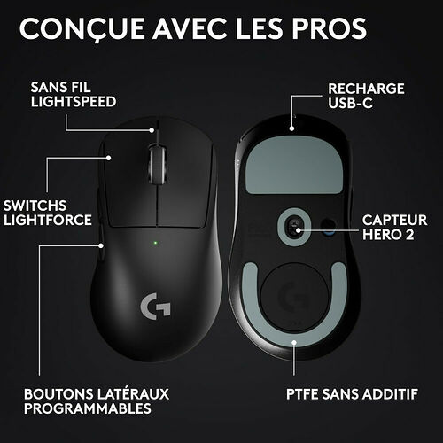 Logitech G PRO X Superlight 2 DEX - Noir