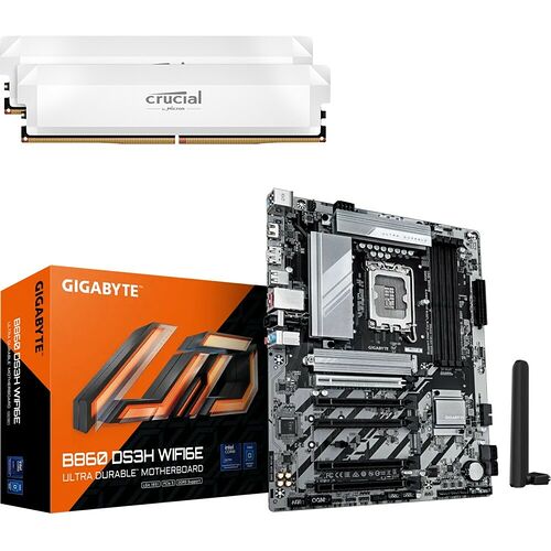 GIGABYTE B860 DS3H WIFI6E + 32 Go DDR5 Crucial Pro Overclocking 6000 MHz CAS 36