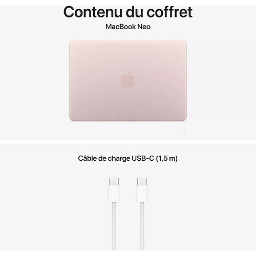 Apple MacBook Neo Rose Poudré - 8 Go/256 Go (MHFH4FN/A)