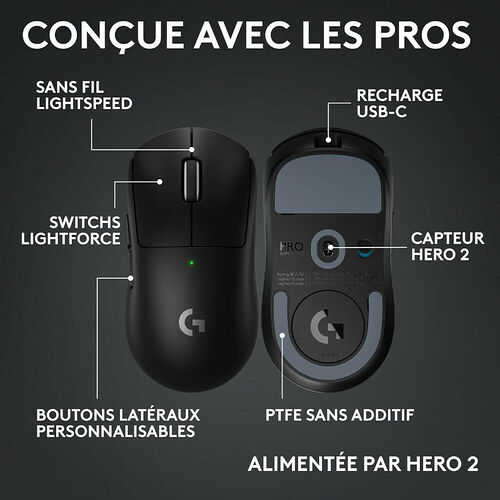 Logitech G PRO X Superlight 2c - Noir