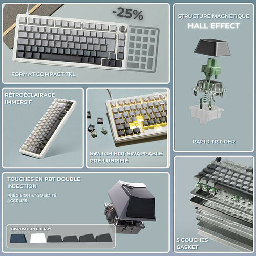 The G-Lab Keyz Elite 300 HE - Blanc (AZERTY)