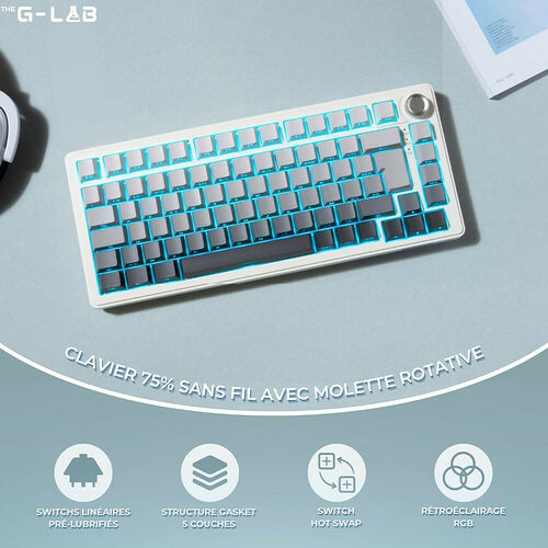 The G-Lab Keyz Elite 300 - Gris/Blanc (AZERTY)