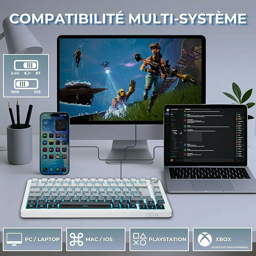 The G-Lab Keyz Elite 300 - Gris/Blanc (AZERTY)