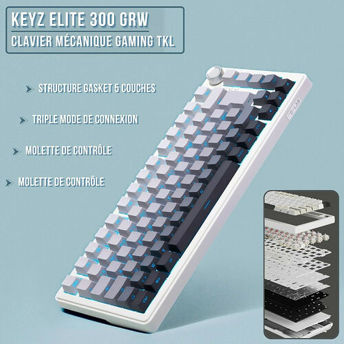 The G-Lab Keyz Elite 300 - Gris/Blanc (AZERTY)