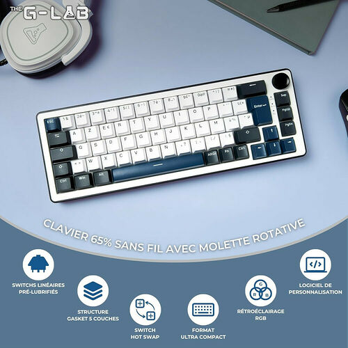 The G-Lab Keyz Elite 200 - Blanc/Noir (AZERTY)