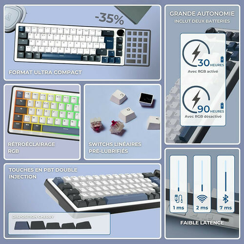 The G-Lab Keyz Elite 200 - Blanc/Noir (AZERTY)