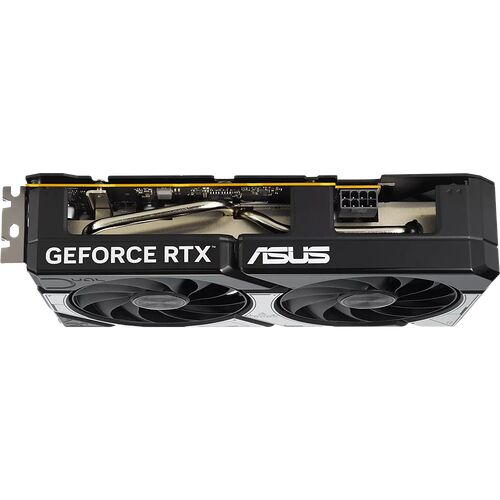 Carte graphique ASUS GeForce RTX avec deux ventilateurs de refroidissement.