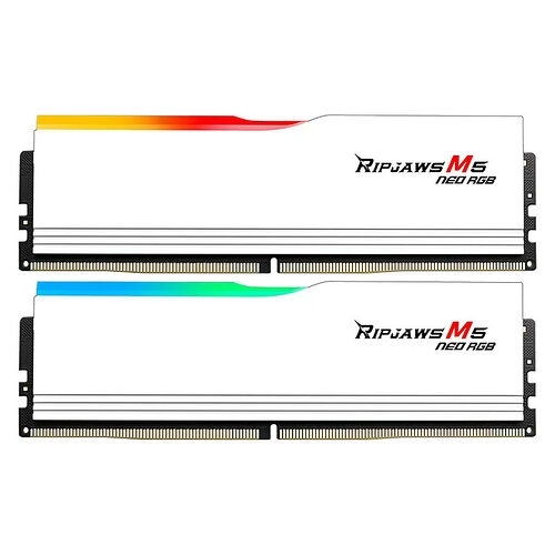 DDR5 G.Skill RipJaws M5 Neo Blanc RGB - 48 Go (2 x 24 Go) 6000 MHz - CAS 30