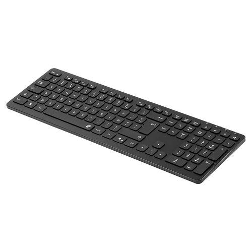 Clavier sans fil noir avec pavé numérique, de format compact et au design épuré.