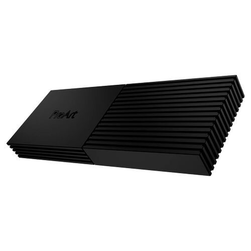 Interface audio ProArt de couleur noire avec un design strié sur les côtés.
