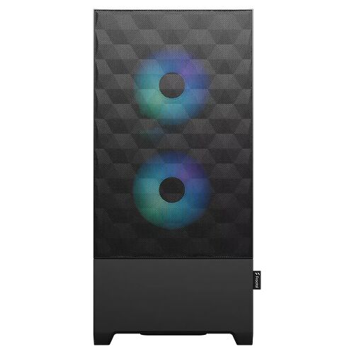 Enceinte de bureau Fractal Design avec un éclairage RGB circulaire visible à travers la grille avant noire.