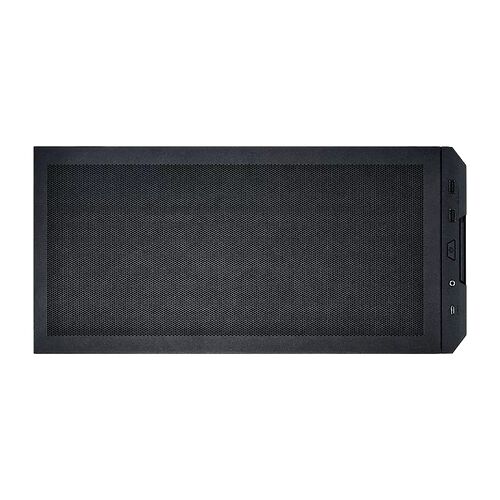 Enceinte Bluetooth noire avec une grille de protection frontale et des commandes sur le côté droit.