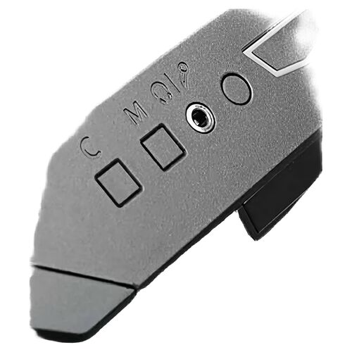 Vue rapprochée du panneau supérieur d'un boîtier PC noir, présentant des ports USB, une prise jack et un bouton d'alimentation.