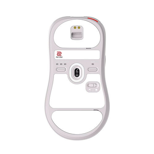 Souris sans fil Logitech de couleur blanche avec des boutons de réglage DPI et un bouton de connexion.