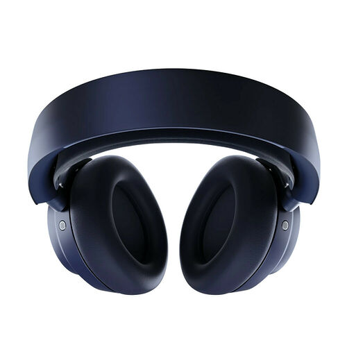 Casque audio bleu marine avec des coussinets confortables et un bandeau large.
