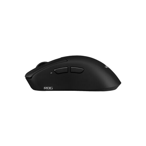 Souris gaming noire de la marque ROG avec des boutons latéraux et une molette de défilement.