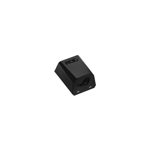 Petit accessoire noir de la marque ROG avec le logo de la marque visible sur le dessus et le côté.
