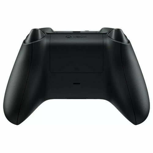 Manette Xbox noire vue de l'arrière, présentant une texture antidérapante sur les poignées.