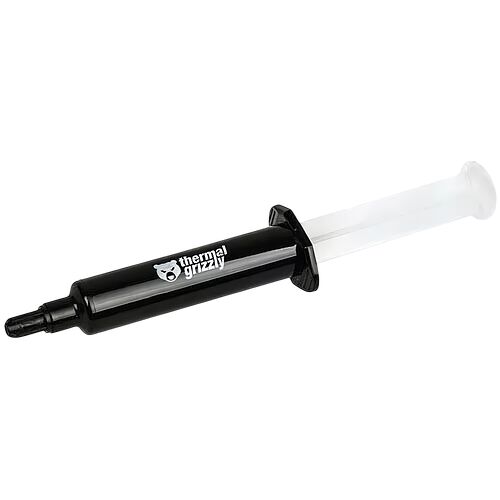 Pâte thermique Thermal Grizzly présentée dans un tube applicateur noir et blanc.