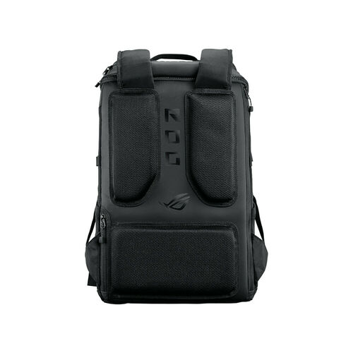 Sac à dos noir ASUS ROG avec des bretelles rembourrées et un compartiment principal spacieux.