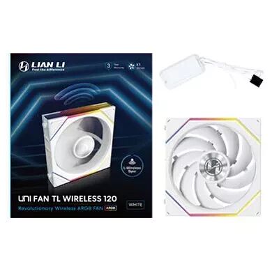 Ventilateur PC Lian Li UNI FAN TL Wireless 120 blanc, avec technologie de synchronisation sans fil ARGB.