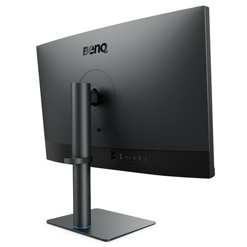 Écran BenQ de couleur noire montrant l'arrière de l'appareil avec son pied de support.