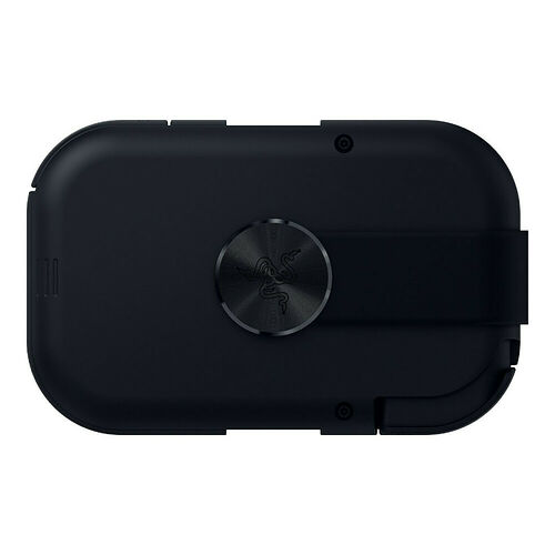 Casque de réalité virtuelle Razer de couleur noire avec le logo de la marque gravé sur la sangle de fixation.