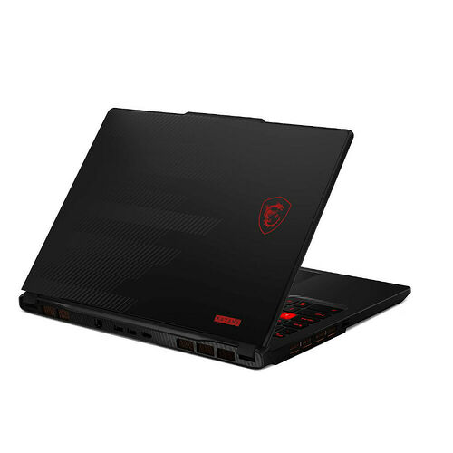 Ordinateur portable MSI de la gamme Katana, de couleur noire avec un logo rouge sur le capot.