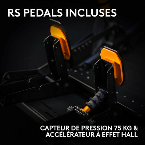 Pédales RS noires et orange avec capteur de pression de 75 kg et accélérateur à effet Hall.
