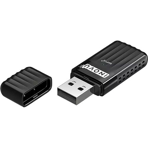 Adaptateur USB WiFi Inovu noir pour une connexion internet sans fil.