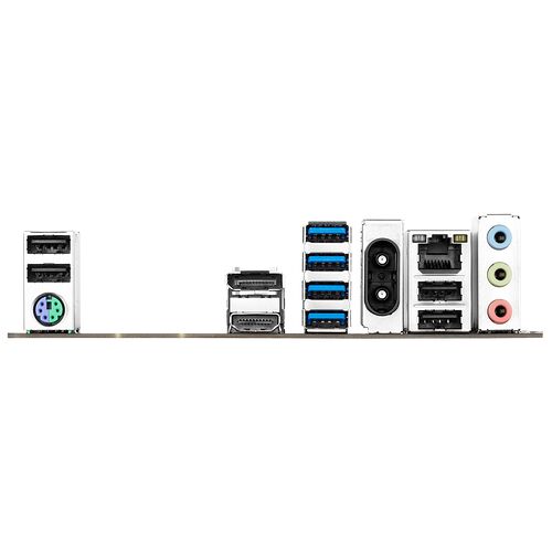 Vue de l'arrière de différents composants PC, montrant divers ports de connexion comme l'USB, le HDMI, l'audio et l'alimentation.