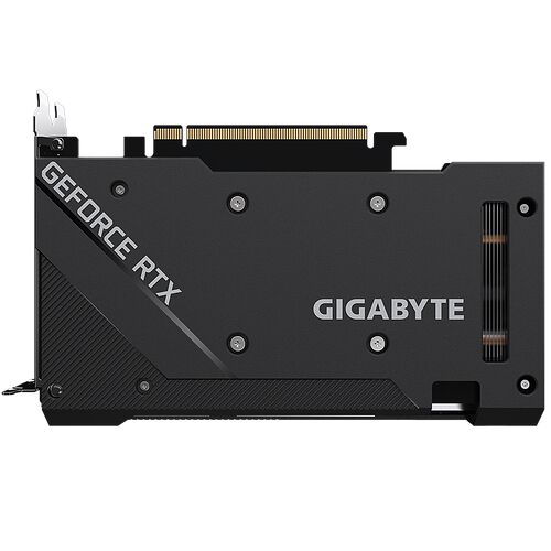 Carte graphique Gigabyte GeForce RTX noire avec un design sobre et des finitions texturées.