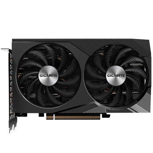 Carte graphique Gigabyte Windforce Series avec deux ventilateurs noirs pour un refroidissement efficace.