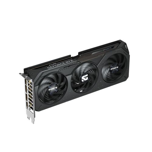Carte graphique Gigabyte GeForce RTX avec trois ventilateurs de refroidissement noirs.