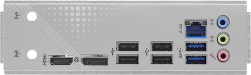 L'arrière d'un PC présentant divers connecteurs : ports USB, ports audio, un port HDMI, un port DisplayPort et un port Ethernet 2.5G.