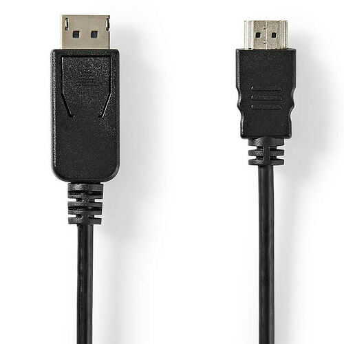 Deux câbles noirs avec des connecteurs USB-C et DisplayPort.