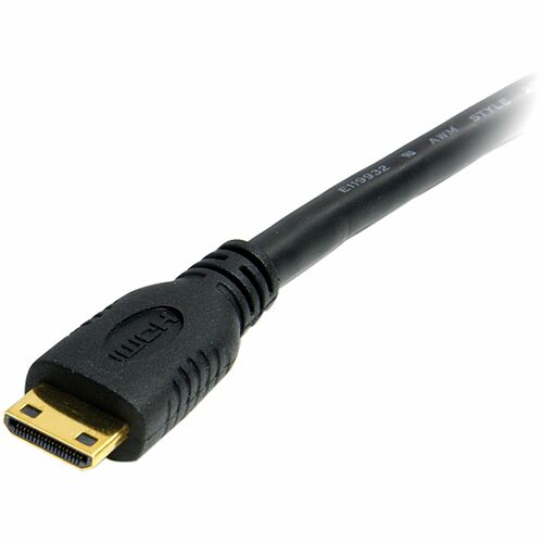 Câble HDMI noir avec connecteur doré.