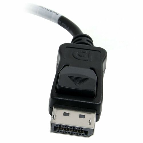 Câble adaptateur avec connecteur DisplayPort mâle et bouton de déverrouillage.