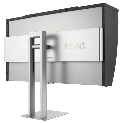 Écran de moniteur de la gamme ProArt avec un pied de support argenté.