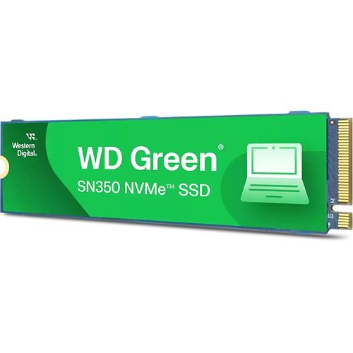 SSD NVMe Western Digital WD Green SN350 de couleur verte.