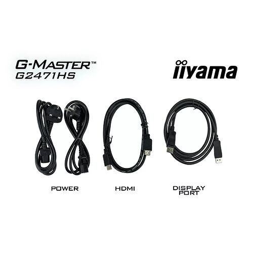 Câbles d'alimentation, HDMI et DisplayPort pour l'écran iiyama G-Master.