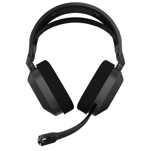 Casque audio noir avec micro intégré, conçu pour le gaming.