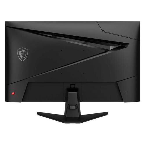 Écran de PC MSI de couleur noire avec un design angulaire et le logo de la marque sur le dos.