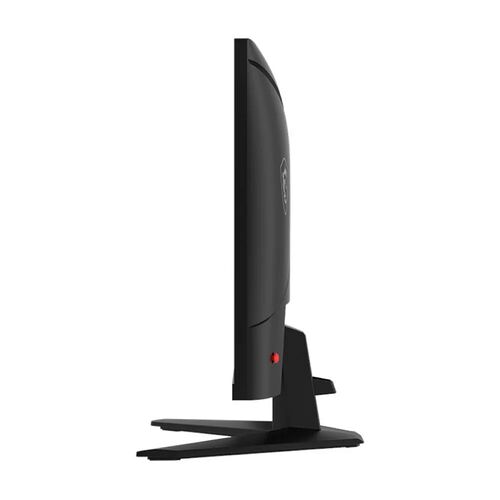 Écran de télévision noir montrant le profil latéral et le pied de support.