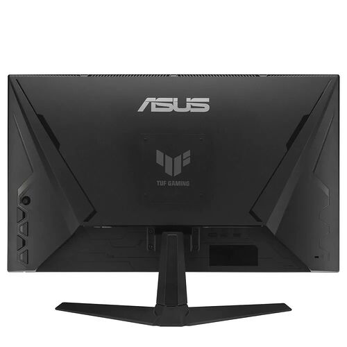 Écran de PC gamer Asus de la gamme TUF Gaming, de couleur noire avec un pied de support robuste.