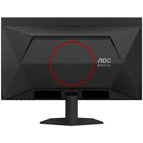 Écran de PC gamer AOC avec un design noir angulaire et un logo rouge sur le dos de l'écran.