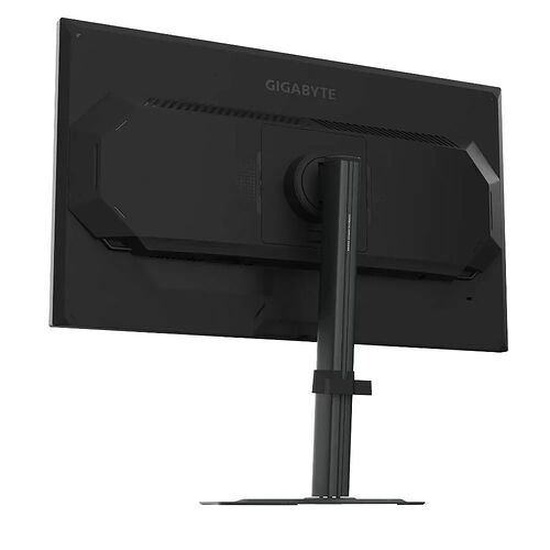 Écran de PC Gigabyte de couleur noire avec un pied réglable.